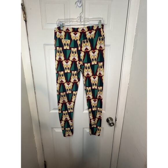 TC LuLaRoe Unicorn Leggings Multi Color Bunny Print Tall And Curvy Size 16 - Picture 2 of 10